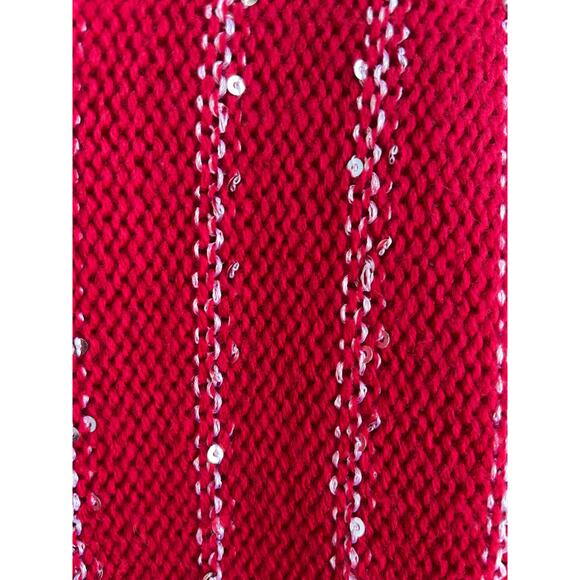 Valerie Stevens Red 3/4 sleeve sequins and fringe Sweater M CHRISTMAS - Picture 5 of 8